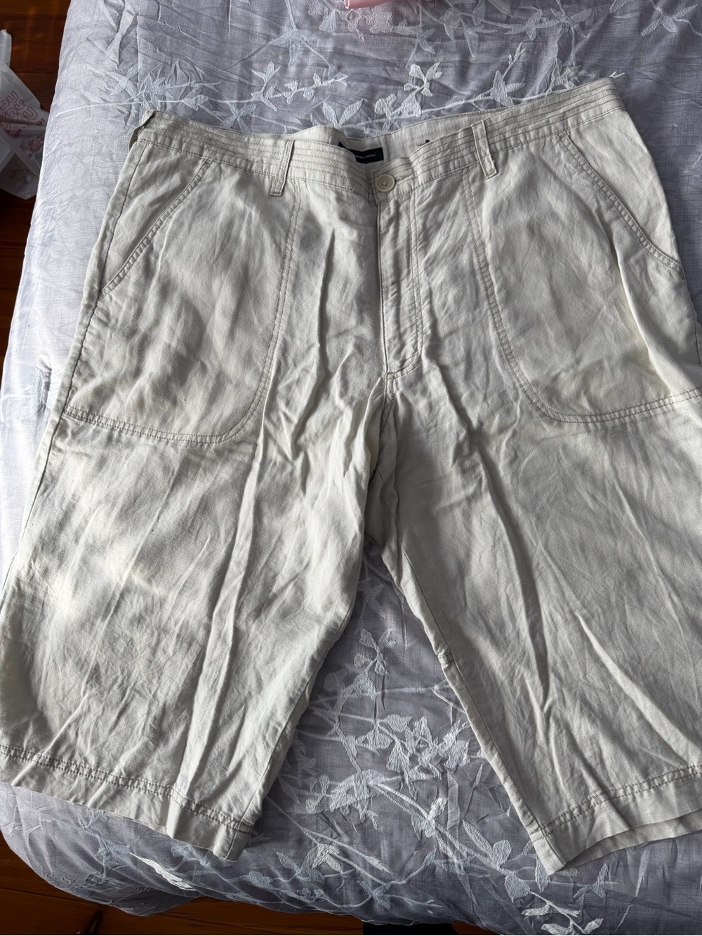 🌟☀️3 for$50☀️🌟Men's Casual linen blend Cream Shorts